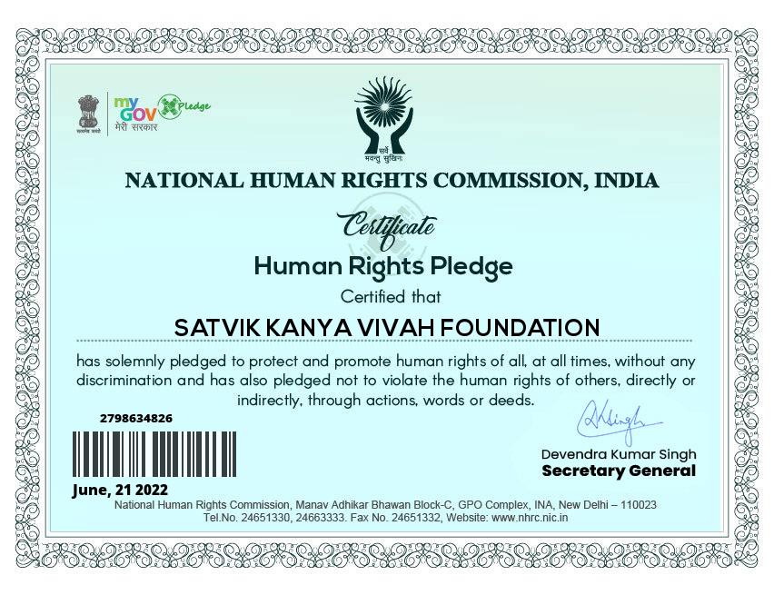 Human Rights Pledge Certificate